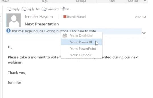 voting buttons in outlook for mac